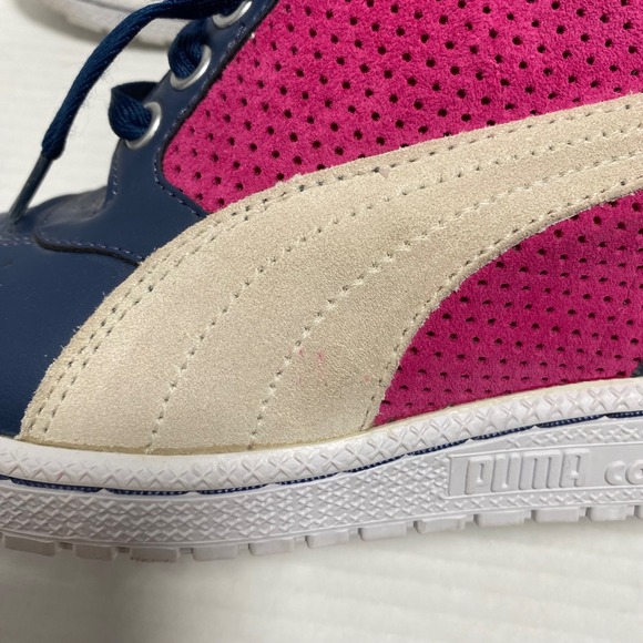 Puma Sky Hidden Wedge High Top Sneakers Pink Navy Women 8 Streetwear Color Block - Picture 6 of 12